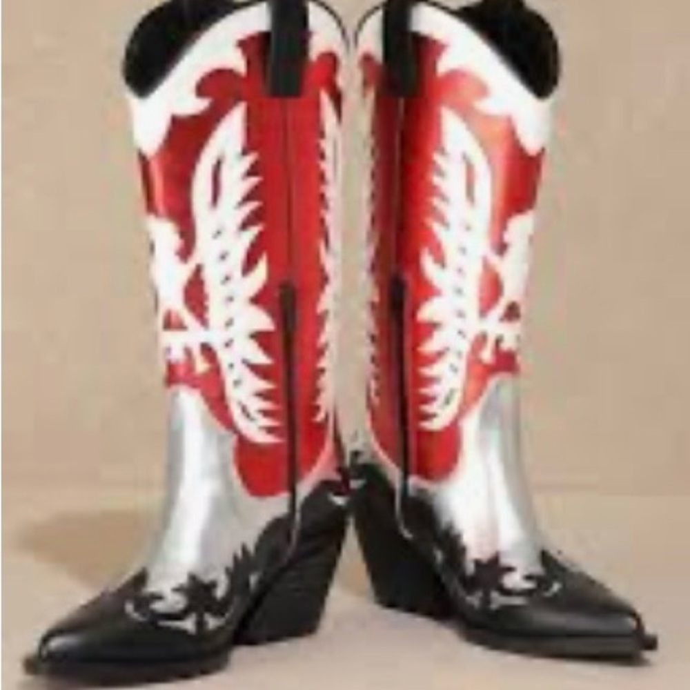 Red and White Western Cowboy Boots